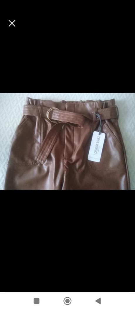 Dámske koženkové denim nohavice, l