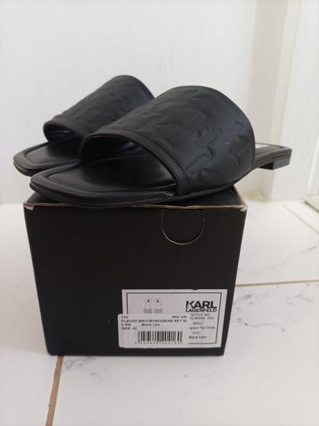 Kožené čierne šľapky karl lagerfeld 40, karl lagerfeld,40