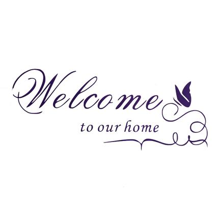 Nálepka na stenu - welcome fialová,