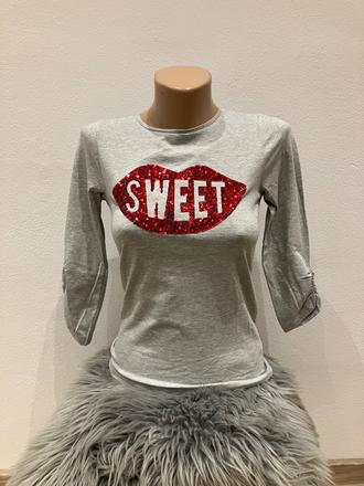 Sivé tričko s flitrami lola liza,146-152, 146 / 152