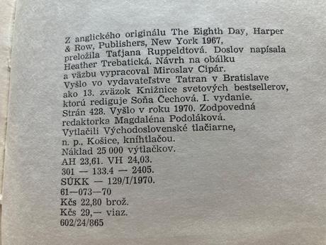 Ôsmy deň stvorenia-prvé vyd.1970,