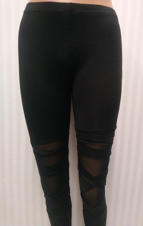 Dámske elastické čierne legíny so sieťovaním, xs, xs