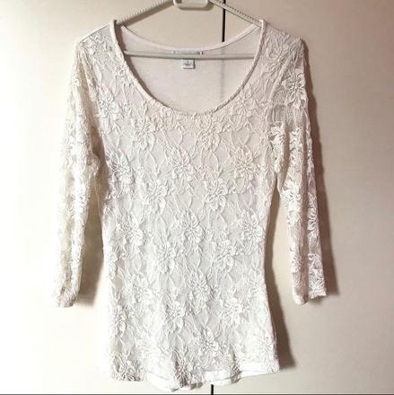 Biele elegantne tričko s čipkou, amisu,s