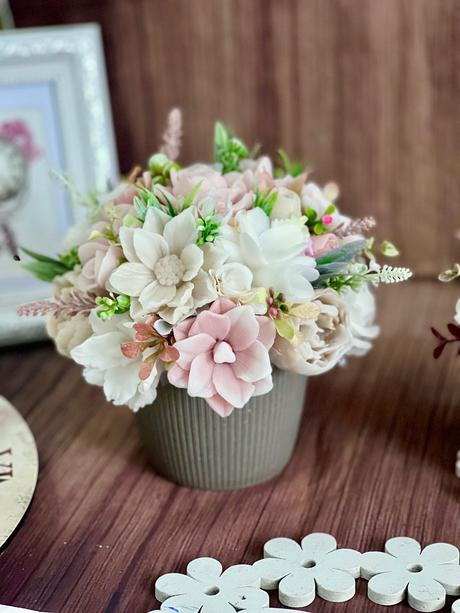 Mydlova dekoračná kytica v boxe,