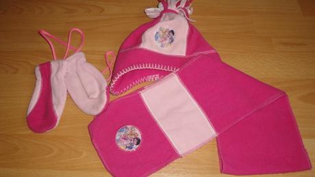 Flísová súprava čiapka, šál, rukavice princess, disney