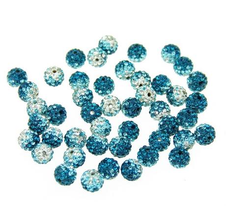 Shamballa korálky melírované - tmavý tyrkys, 