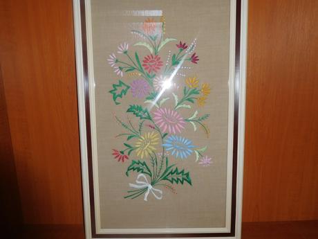 Vyšívaný obraz kvety, 
