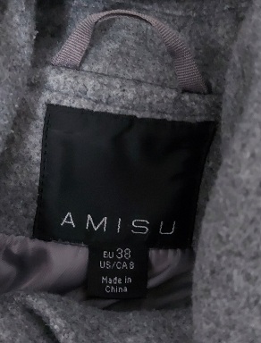 Sivý kabátik s kapucňou, amisu,38