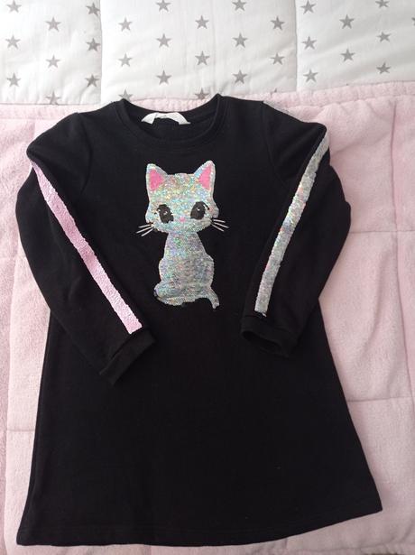 Mikina s mačičkou, h&m,110