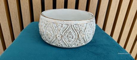 Kvetináč cementový - bielo zlatý - 215x100 mm, 