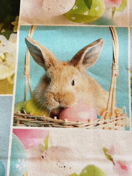 Zelený veľkonočný obrus zajace, vajíčka 96/40 cm, 