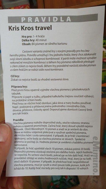 Kris kros cestovna verzia, 