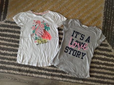 Tričká plameniak a nápis 146/152, h&m,146