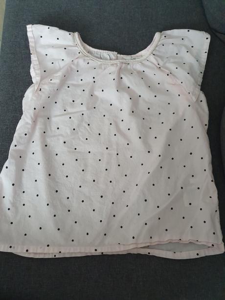 Bledoružová bodkovaná blúzka, h&m,140