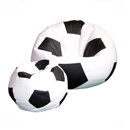 Sedací vak lopta100x100 cm + podnožník bielo čiern,