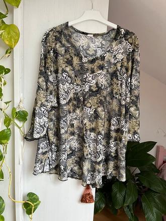 Dámska blúzka khaki/ elegantná blúzka s trojštvrťo, 5xl