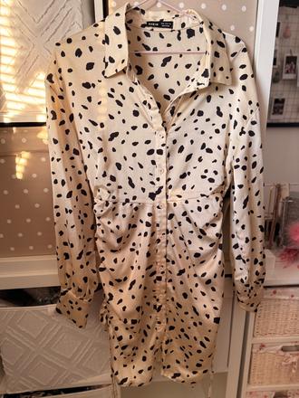 Šaty košeľové vzorovane bezova cierna, m