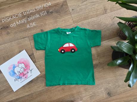 Pískacie tričko od malý sloník igi 98/104 auto, 98