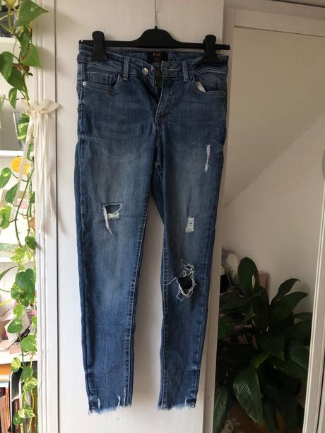 Obtiahnuté modré džínsy/ obtiahnuté rifle, f&f,xs