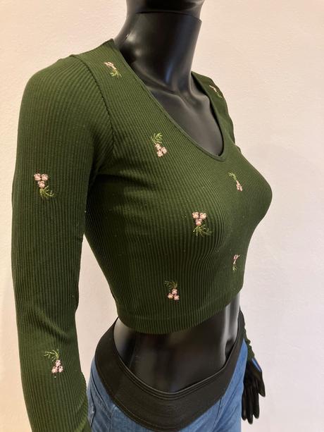 Dámske krátke rebrované tričko stradivarius (s), stradivarius,s