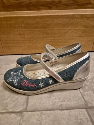 Modré baleríny s podpätkom baťa 33, baťa,33