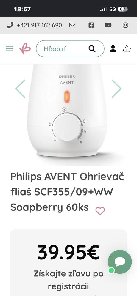 Ohrievac mlieka, avent