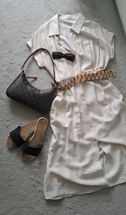 Elegantne kremove letne saty, vel. 42, viskoza, gate,42