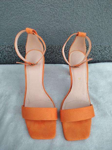 Letné oranžové sandálky na podpätku, mohito,40