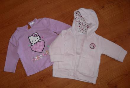 Zamatová / velúrová mikinka hello kitty + tričko , 62