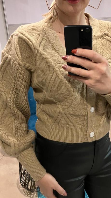 Dámsky vzorovaný sveter s balónovými rukávmi, l / m / s / xl