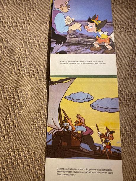 Retro staré leporelo pinocchio walt disney 1990, 