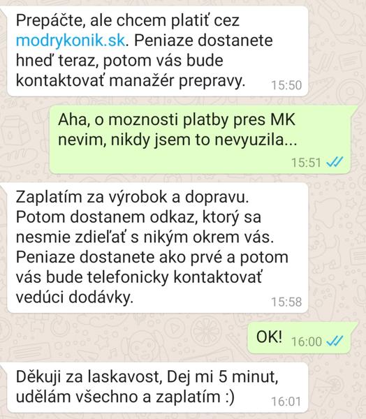 Platba cez službu modrykonik.sk