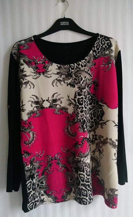 Dámsky čierny top s farebným predkom, italy, xxl