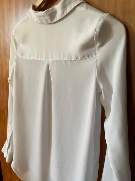 H&m biela voľná šifónová košeľa s dlhým rukávom, h&m,32