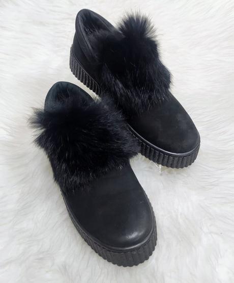 Dámske celokožené mokasíny s kožušinkou 17040702 z, 41