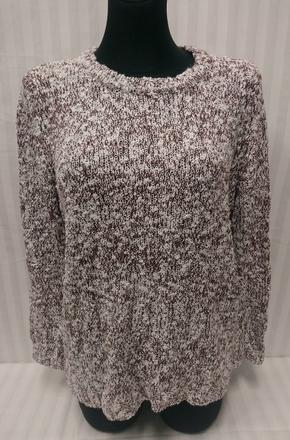 Dámsky hnedo biely pulóver, l/xl, l
