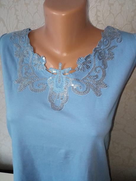 Dámske modré tričko s flitrami veľk.44-46, bonprix,xxl