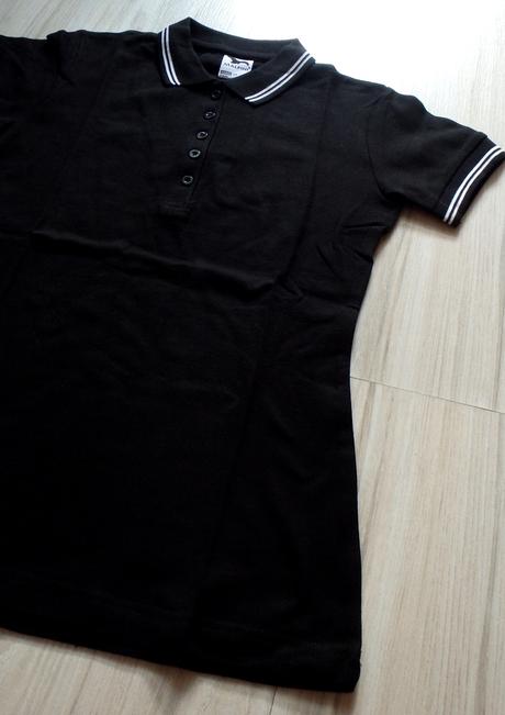 Čierne tričko s golierikom, v. xs, s, m, l, l / m / s / xs