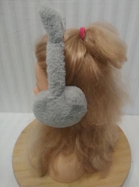 Sivé zimné klapky na uši pre dievčatá, mačička,