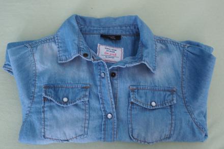 Dievčenská rifľová košeľa s dlhým rukávom, 134