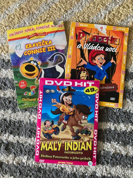 Dvd malý indián, pinocchio, kravička connie, 