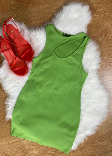 Zelené mini šaty, pull&bear,m