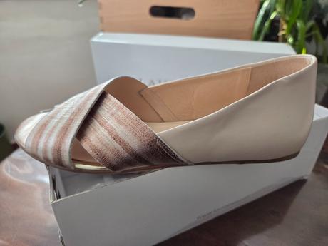 Ružové metalické balerínky koža, 37