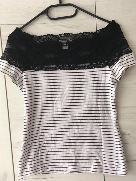 Tričko s čipkou, h&m,s