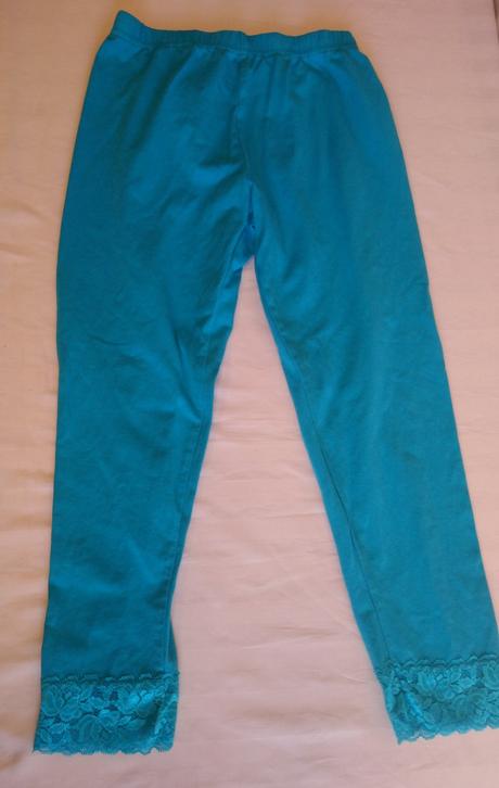 Dámske modré 3/4 legíny s čipkou, janina, 36, xs