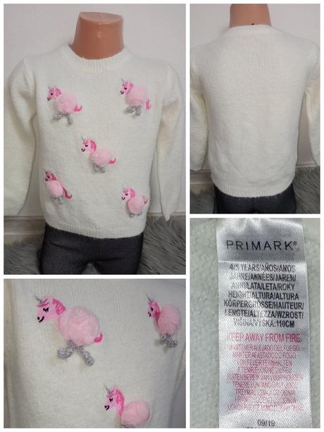 Dievčenská huňatá mikina s jednorožcom (4-5r.), primark,110