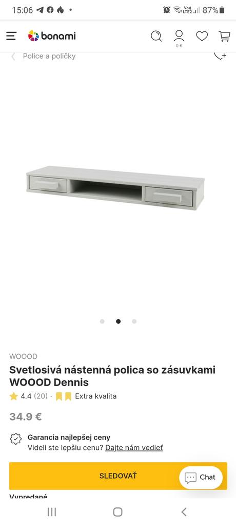 Nástenná polica so zásuvkami,