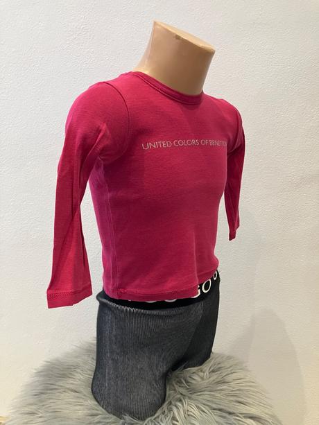 Dievčenské tričko s lesklým nápisom benetton, benetton,80