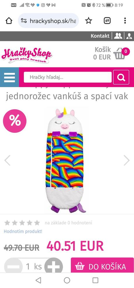 Unicorn spací vak aj vankúšik 2in1,