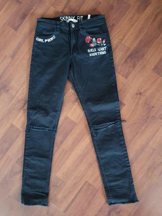 Čierne elastické skinny jeansy, veľ. 164, h&m,164